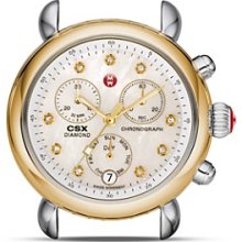 Michele Csx Chronograph Gold & Ss Diamond Encrusted Watch With 1.80 Carats