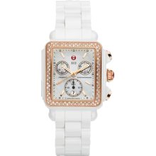 Michele White Ceramic Deco Rose-tone Diamond Basel Watch Mww06f000009