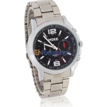 MIKE Men's Analog Watch with Stainless Steel Strap (Silver)