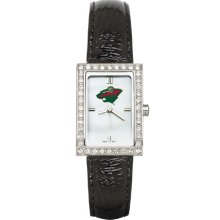 Minnesota Wild Women's Black Leather Strap Allure Watch