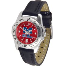 Mississippi Rebels Sport Leather Band AnoChrome-Ladies Watch