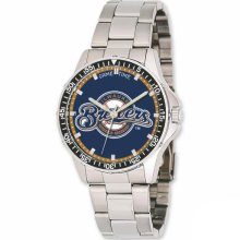 MLB Baseball Watches - Men's Milwaukee Brewers Stainless Steel MLB Watch