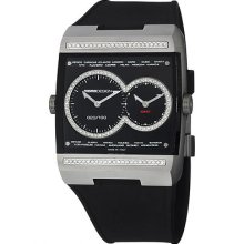 Momo Design Men's 'dual Tech' Black Diamond Gmt Dial Quartz Watch