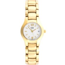 Movado Esq $370 Women's Previa Swiss Brilliant Gold Watch With Date 07100715