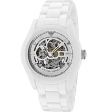 mporio Armani Men's Ceramica Mechanical Skeletonized See Thru Silver