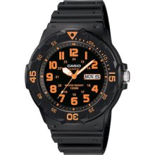 Mrw-200h-4b Orange Casio Watch 100m Date Day Display Black Color