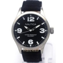 Nautica Men's Bfd102 Classic Analog Black Nylon Strap 330ft/100m Watch N11556g