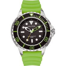 Nautica Men's Watch A18634g Nmx 650 With Black Dial And Green Resin Strap