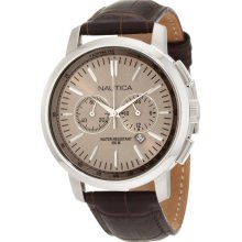 Nautica N19573G Nct 800 Brown Crocodile Leather Men's Watch