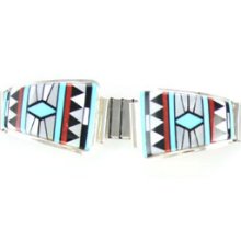 Navajo Crafted Sterling Silver Inlaid Men Watch Tips Mt3003x