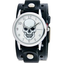 Nemesis Women's Mystery Skull Leather Band Watch (Nemesis Women's Silver Mystery Skull Leather Band Watch)