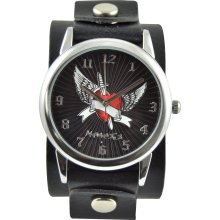 Nemesis Women's 'Wing Heart' Black Leather Strap Watch (Nemesis Wing Heart Leather Band GB923K)