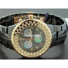 New Aqua Master Black Ceramic 1.25 CT Big Diamond Rose Gold Bazel ...