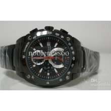 New Black Sportura Black Dial Quartz Chronograph Date Sport Mens Wat