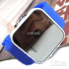 New Jelly Stylish Led Digital Date Blue Sport Watch Silicone Watch C