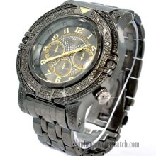 NEW MENS HIP HOP KING 2CHAINZ UZ METAL WATCHES BLACK FACE w BLACK BAN