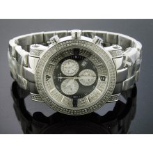 NEW SWISS MOVT AQUA MASTER 3.50CT DIAMONDS BLACK FACE