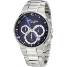 Newkenneth Cole York Mens S.steel Band Chronograph Blue Dial Watch Kc9160