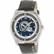 NFL Watches - Men's St. Louis Rams Stainless Steel NFL Watch and Leather Strap