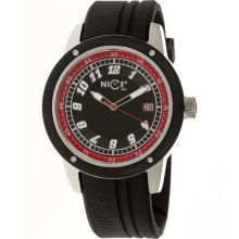 Nice Italy Mens Enzo Stainless Watch - Black Rubber Strap - Black Dial - NICW1058ENZ0210018