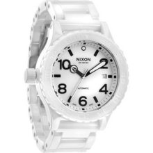 Nixon A148126 Ceramic 42-20 All White Men's Watch In Original Box