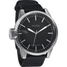 Nixon Men's Chronicle A127000-00 Black Leather Analog Quartz Watc ...