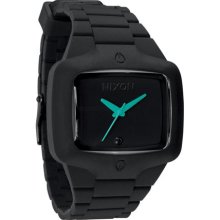 Nixon Quartz Rubber Player Teal Hands Black Dial Men's Watch A139-1060