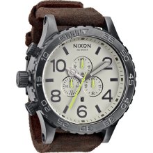 Nixon The 51-30 Chrono Leather Watch Gunmetal/Brown One Size For Men 21257440001