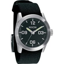 Nixon The Private Black Dial Stitched PU Backed Canvas Mens Watch ...