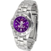 Northwestern State University Ladies Stainless Steel Dress Watch