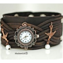 Nostalgic Time Genuine Leather Bracelet Watch