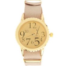 Nylon Band Gold Watch - Beige - ONE