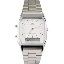 Official Silver Retro Dual Time Watch From Casio