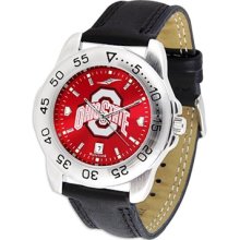 Ohio State Buckeyes Mens Scarlet AnoChrome Leather Sport Watch