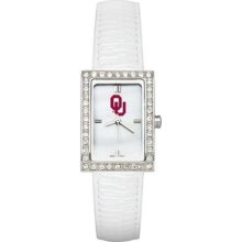 Oklahoma Sooners Women's Allure Watch with White Leather Strap