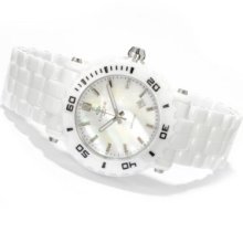 Oniss Women's Vivid Quartz Mother-of-Pearl Dial Ceramic Bracelet Watch WHITE