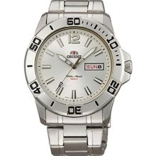 Orient Cem76003w Men's Orca White Dial Automatic Diver Stainless Steel Watch