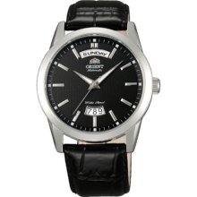 Orient EV0S004B Men's Union Black Dial Leather Strap Automatic Wa ...