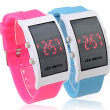 Pair of Silicone Band LED Red Wrist Watch - Blue & Red