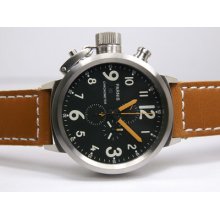 Parnis Xl Watch Left Hand Ss Quartz Chronograph Orange Hand