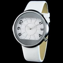 Personal Quartz Powered Stainless Steel Leather Band Watch (White) - White - Metal