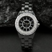 Pertual Style 2 Colors Girl's&women's Watchblack/white Rhinestone Dial Around