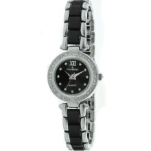 Peugeot Crystal Accented Round Silver-Tone Acrylic Link Watch