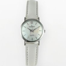 Peugeot Silver Tone Mother-Of-Pearl Leather Watch - 3030Wt - Women