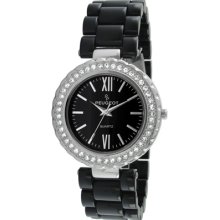 Peugeot Women's Crystal Bezel Acrylic Watch - Silver/Black