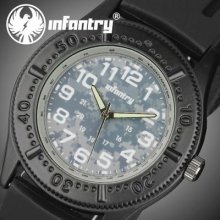 Police Infantry Military Royal Mens Black Rubber Wrist Quartz Watch+box Uk