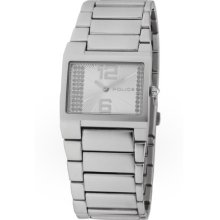 Police Women's Pilot PL.12695LS/04M Silver Stainless-Steel Quartz Watch with Silver Dial