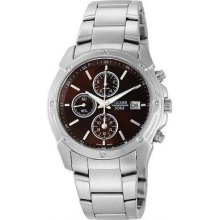 Pulsar Chronograph Steel Bracelet Dark Brown Dial Men's watch #PF8335