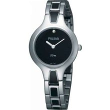 Pulsar Ladies Black Dial Stainless Steel PTA469 Watch