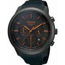 Pulsar Pt3205 Black Silicone Chronograph Watch